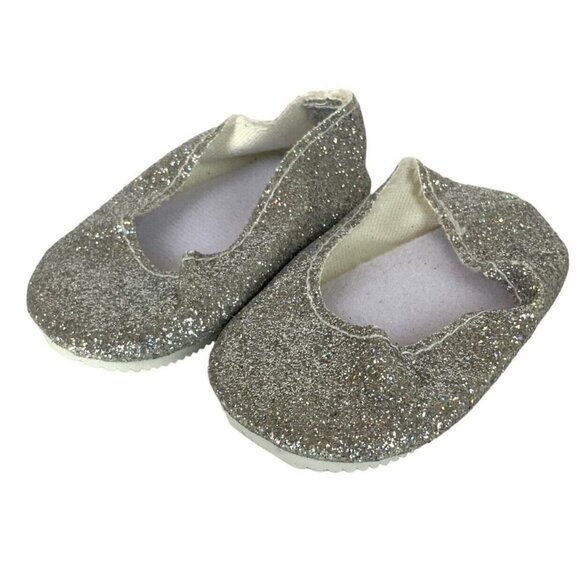 Our Generation Doll Shoe Lot Of 2 Pair Pink Plastic Clogs Silver Sparkly Flats - Picture 3 of 16